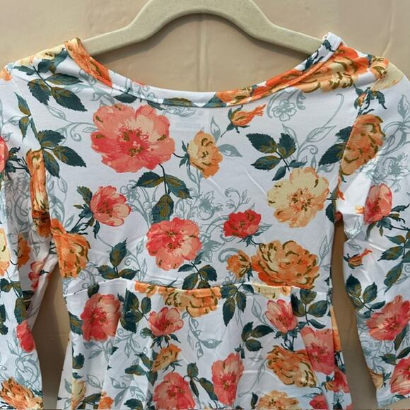 Toddler Girls 3T (M) Okie & Lou Peach Floral Long Sleeve Dress - Picture 6 of 11